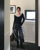 Yami Ribbed Deep V-Neck Knit