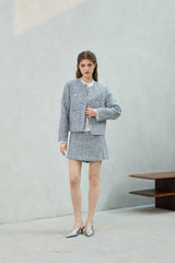CHERISH TWEED SKIRT PANTS / SKY BLUE