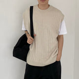 Punching knit round vest 2C