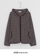 Leshu Stripe Fleece Zip-Up Jumper