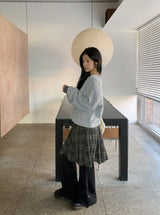 Cupid Check Banding Midi Skirt