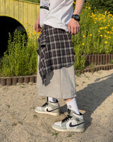 Lever Check Layered Bermuda Pants