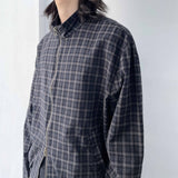 Dark Plaid Two-Way Zip Shirt