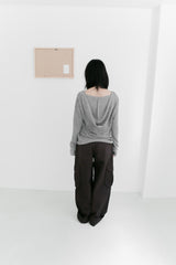カッティングショルダーアンバールフードトップ(3colors)