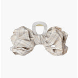 CHECK CHIFFON RIBBON CLAW CLIP (LIGHT BEIGE)