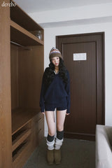 Twisted collar knit pants two-piece set