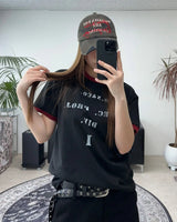 Decen Lettering Ringer Short Sleeve T-shirt