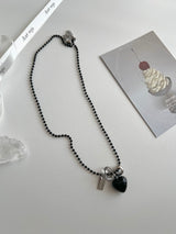 blo black chic stainless steel bold heart county line layered long necklace