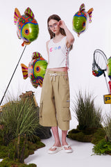 HIGH SPAN GRAPHIC POINT SLEEVELESS [WHITE]