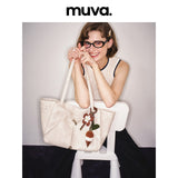 muva. レトロ風 大容量 ショルダーバッグ