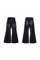 シークインフレームメタルボタンフレアパンツ