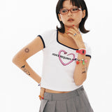 NAIL Back cut-out crop T-shirt  [2Color]