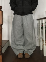 [Fleece-Lined]サイドピンタックバルーンスウェットパンツ