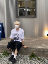 ポスター半染め半袖Tシャツ2C