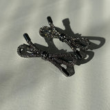 Glitter ribbon hair pin (2color)
