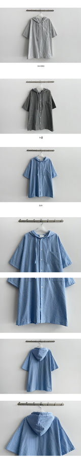 Luck on Linen Stripe Hooded Shirt