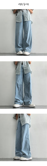 [Short, basic, long] [S-2XL] [Summer long pants!] Jerome One Tuck Summer Wide Denim Pants (4 colors)
