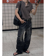 [Unisex] マルチカーゴデニムパンツ(3color)