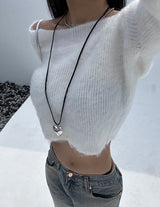 (HIGHLY RECOMMENDED!) MARSHMALLOW SOFT-FIT OFF-SHOULDER ANGORA RABBIT LONG-SLEEVE KNIT