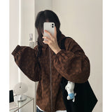 Bonv Flower Embossed stereoscopic pattern hood zip-up