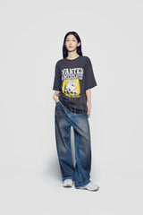 24FW WANTED RABBIT ARTWORK SHORT SLEEVE T-SHIRT CHARCOAL