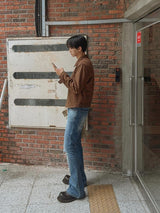ASCLO ニーデブーツカットデニムパンツ