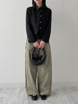 High-Neck Belted Balloon Fit Blouse