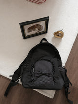 Ruffle ribbon backpack_polka dot black 