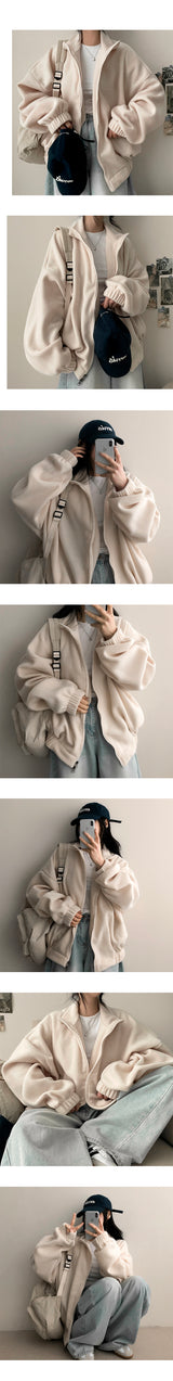 Shortlee boxy fleece zip-up jumper