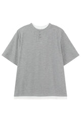 Textured Henley Layered Knit Tee