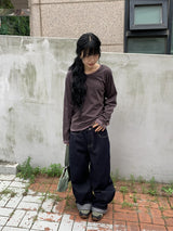 セレス バック アジャスト ローデニム ワイドパンツ