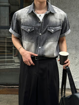 LMN Labo Slab Western Short-Sleeve Denim Shirt (5 colors)
