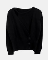Kern Asymmetrical Wrap Sleeveless Long-Sleeve Knit