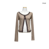 (3color) Lace Slit Warmer Cardigan