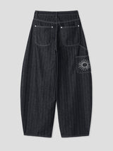 HERRINGBONE NONFADE BALLOON JEANS