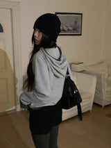 Chive Button Stripe Hood Brushed T-Shirt