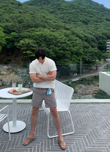 Air Cool Button Collar Short Pants Knit