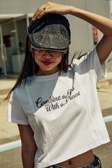 (W) カッティングラインクロップ半袖Tシャツ
