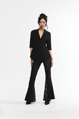 LACE BOOTS CUT PANTS #BLACK