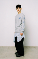 ラブ&ピース長袖Tシャツ - グレー