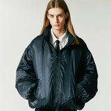 reversible wrinkles nylon high neck puffer