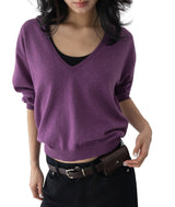 Bamboo Deep V-Neck Knit Top