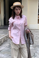 ブローチストライプシャツ_PINK