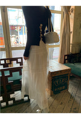 Back White Bow Long Sleeve Knit T-shirt