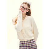 [GirlyFancyClub] ホワイトラバーズ* ソフトフフミルクホワイトサブレファーニットショートカーディガンコート