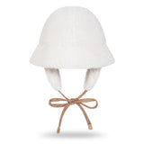 VA Curved Logo Sherpa Fur Flap Bucket Hat / Cream