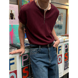 [S/S] ジッパーヘンリー ネック ハーフ ニット(4color)
