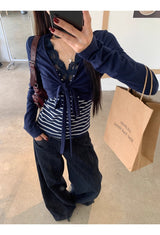 Bolero Layered Stripe Long Sleeve Top