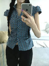 blue checkered shirt