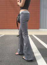 GLAM SHIRRING BOOTS CUT PANTS
